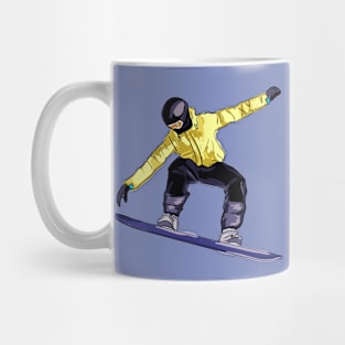 Snowboarder on a board in flight Mug